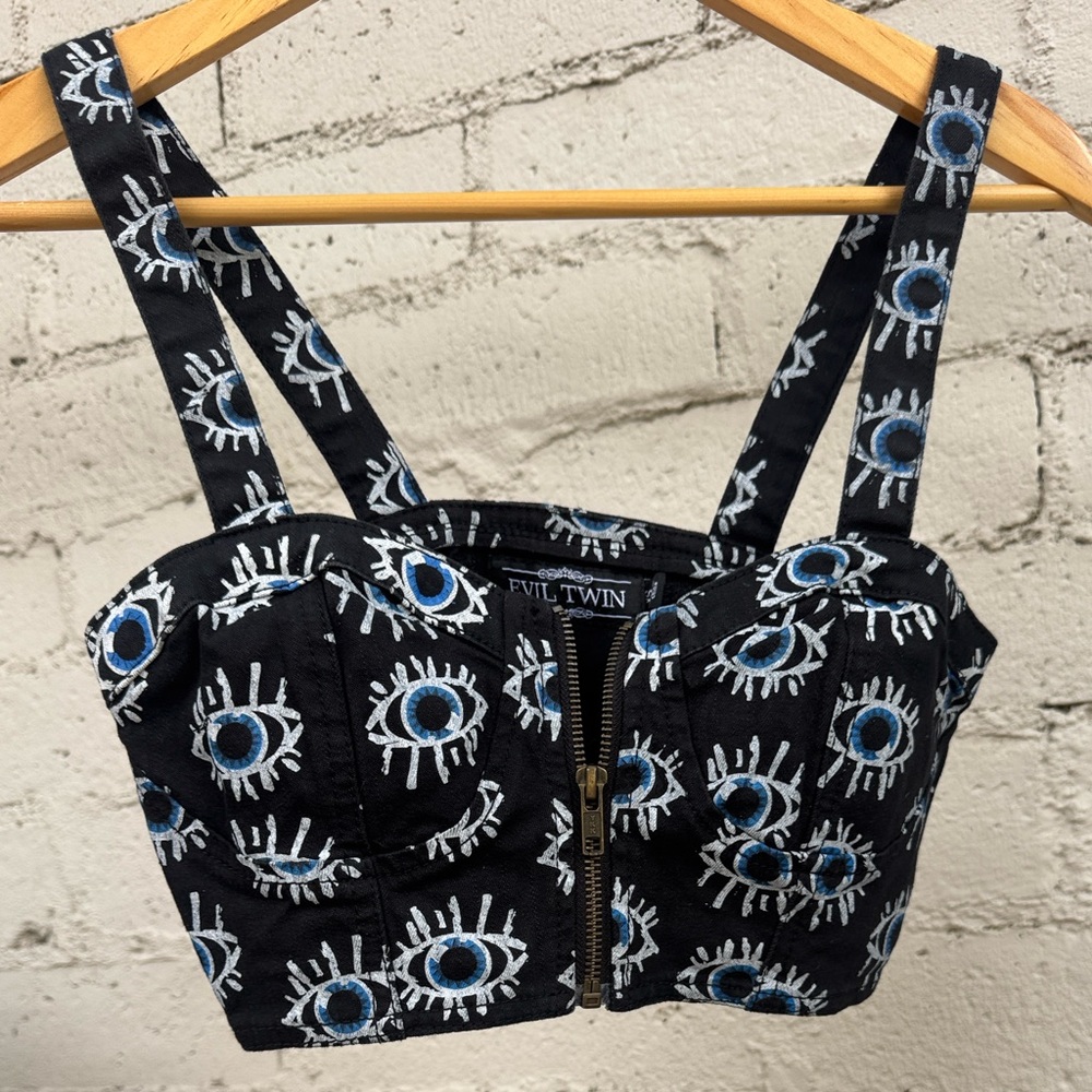 Evil Twin โจRAREโจ Evil Eye Crop Top and Pants Matching Set Size XS / S - Picture 2 of 11